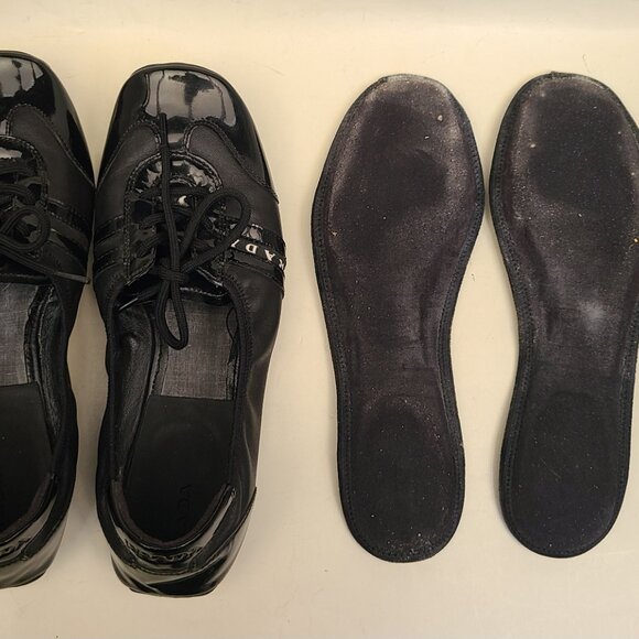 Prada Sport Black Patent Leather Lace Up Ballet Sneakers EU 37.5 US 7 - Picture 13 of 16